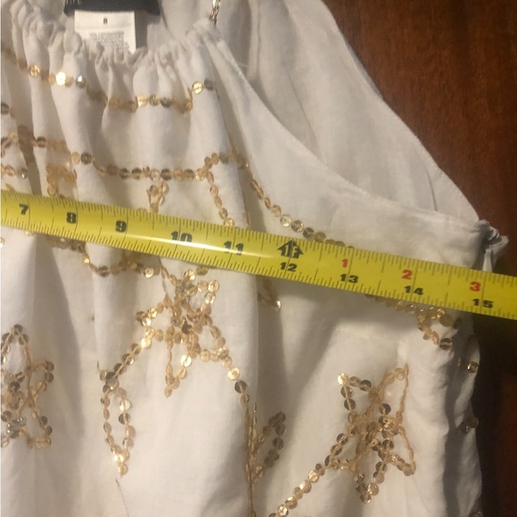 INC Cotton top with gold sequin accents, gold chain neck strap. Worn once. Sz.8 - Picture 5 of 5